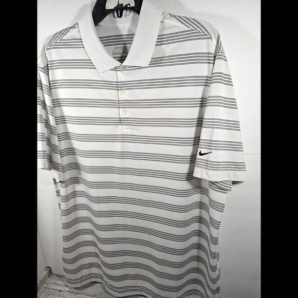 Nike Golf Performance Polo Men's Size XL White Black Stripe Embroidered Swoosh - Picture 3 of 5